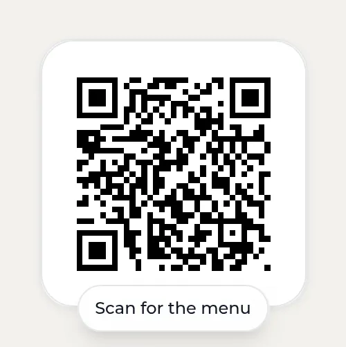 Kasbu QR code card with a black QR code and the label Scan for the menu