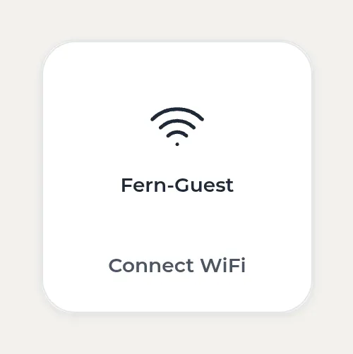 Kasbu WiFi card with a WiFi icon, the network name Fern-Guest and a Connect WiFi button