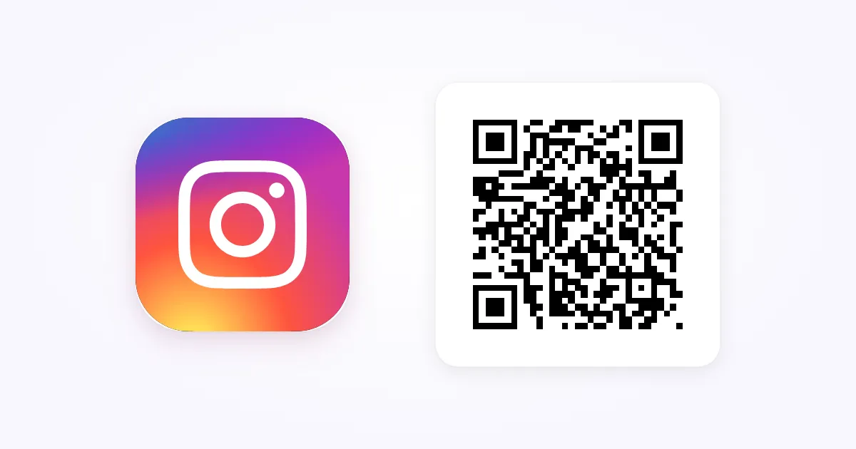 L'icona dell'app Instagram accanto a una card bianca di Kasbu con un QR code, entrambe centrate su uno sfondo chiaro